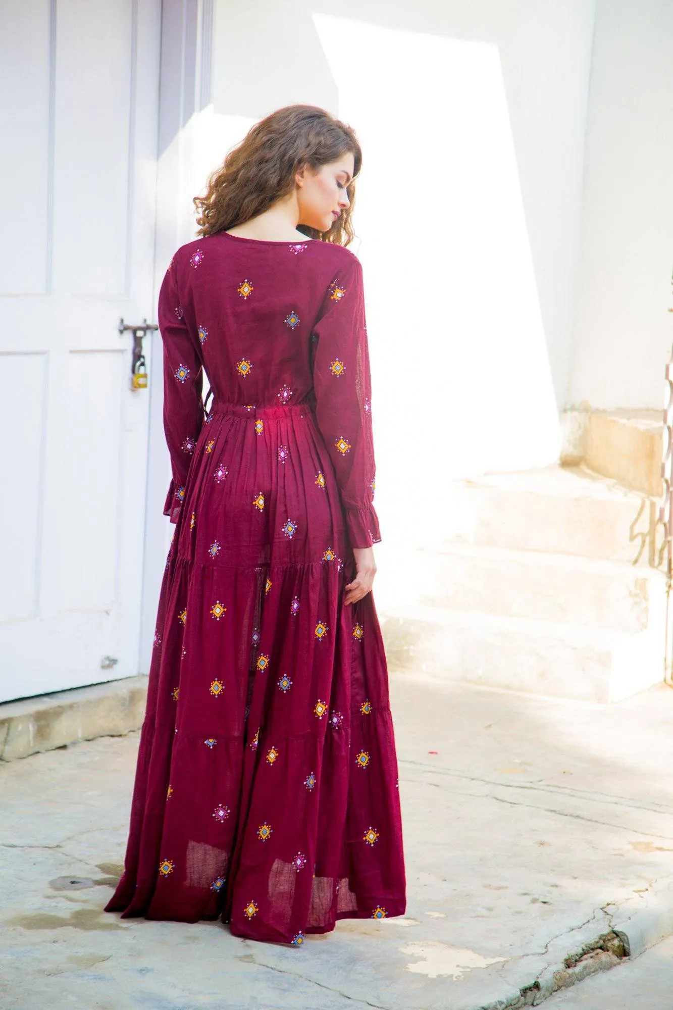 Crimson Layered Maternity & Nursing Dress